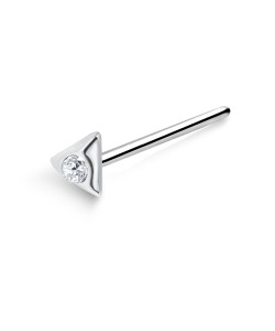 Triangle with Stone Silver Straight Nose Stud NSKA-553